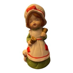 Vtg 1980 Jasco Sugar Plum Bells Bisque Porcelain Girl with Hand Bells Figurine 4
